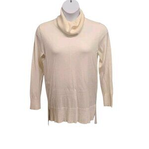Tribal Womens Medium Ivory Cowlneck Tunic Sweater Split Hem Minimalist Classic